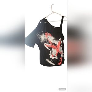 Black and Red Graphic Women's Top